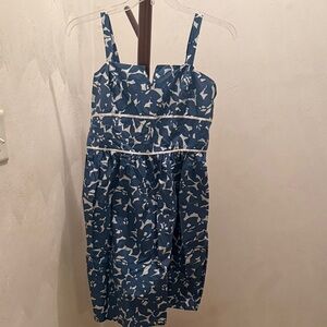 Madison Leigh Abstract Blue and White Mini Dress